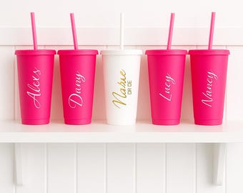 Personalized Bridesmaids Plastic Cups, Bachelorette Cup, Bridesmaids party cups, Custom Bridesmaid Gift Box, Bridesmaid Summer Cold Cups