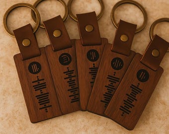 Personalized Spotify Keychain, Custom Music Code Keyring, Wooden engraved, Metal Keyring, Valentine’s Day Gift for Him Her, Scan Song Gift