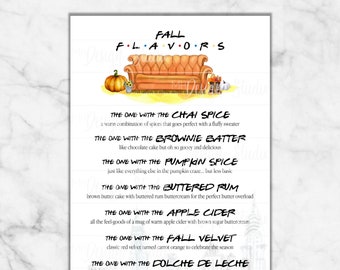 Friends TV Show Fall Bakery Menu: Custom Printable (DIY)