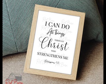 Philippians 4:13, 5x7 inch Digital Print, Wall Decor Scripture, Instant Printable Download DIY