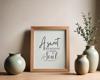 Proverbs 27:9, 5x7 inch Digital Print, Wall Decor Scripture, Instant Printable Download DIY