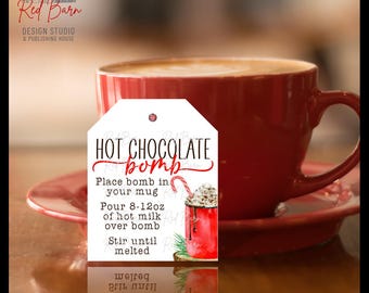 Hot Chocolate Bomb Tags, Hot Chocolate Bomb Stickers, Red Barn Design Studio