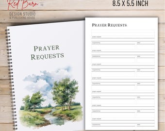 Prayer Requests Log, Journal, Watercolor Stream