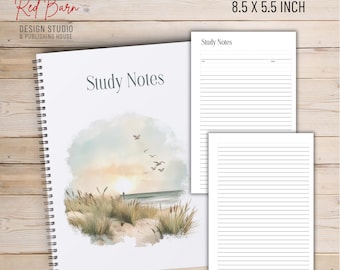 Study Notes Journal, Beach Serenity