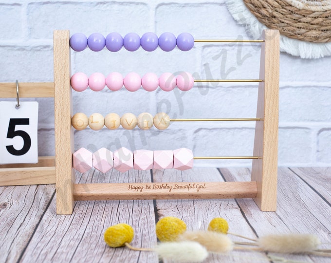 Personalized Kids Name Abacus with Engraving-Custom Birthday Gift-Gift for Baby-Wooden Baby Name Toy-Christmas Gift