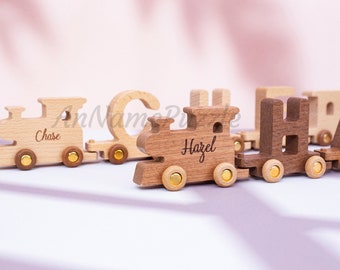 Name  Wooden Train, Personalized Gifts, Christmas Gift,Toy Gifts for Baby Boy, Custom Name Gifts, First Birthday, Baby Shower Gifts