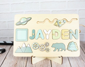 Personalized Name Puzzles, Newborn Baby Gifts, Wooden Toys, Custom Puzzles, Wooden Puzzles, Children'S Birthday Gifts, First Birthday Gifts