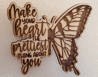 Engraved Butterfly Magnet, laser engraved, fridge magnet, refrigerator magnet, positive magnet