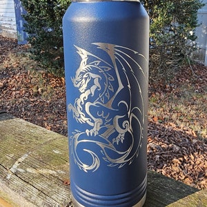 Vaso de dragón tribal grabado, 20 oz, 30 oz, grabado con láser, dragón grabado, taza de café, taza de viaje, taza de café