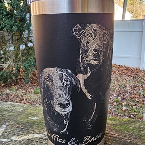 Engraved Pet Portrait tumbler, pet memorial, engraved tumbler, personalized tumbler, 20oz, 30oz, laser engraved