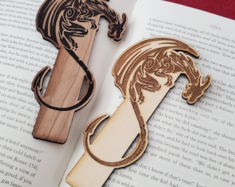 Engraved Dragon Bookmark, wooden bookmark, laser engraved, book accessories, personalized gift, teacher gift, teacher appreciation, engraved