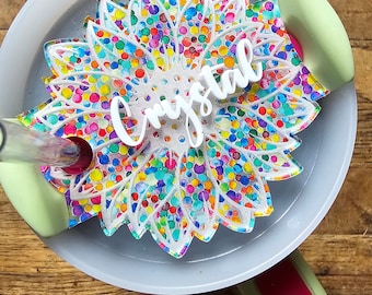 30oz, 40oz or 60oz Stanley Flower Tag, Personalized Flower Topper, Tumbler Name Plate, Topper, Personalized Stanley Accessory