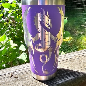 Engraved Dragon Tumbler, 20oz, 30oz, laser engraved, coffee cup, coffee mug, travel mug, personalized gift