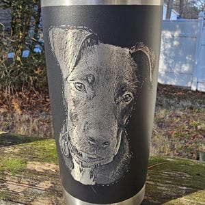 Engraved Pet Portrait tumbler, pet memorial, engraved tumbler, personalized tumbler, 20oz, 30oz, laser engraved