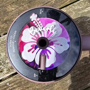 40oz 30oz Brumate Era Cup Hibiscus Flower Topper, Personalized Tumbler Plate, Engraved Flower, Personalized Name Plate, Brumate Accessories