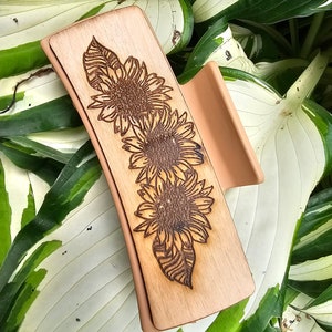 Large Sunflowers Hair Claw Clip, Engraved Sunflowers, Hair accessory, Hair Clip, Custom Claw Clip