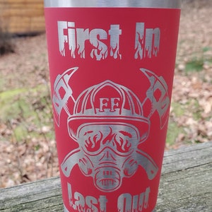 Engraved Firefighter Tumbler, 20oz, 30oz, laser engraved, personalized tumbler, travel mug, personalized gift, coffee mug