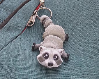Racoon Keychain, Fidget Toy, zipper pull, Stress Toy, Backpack, bag charm