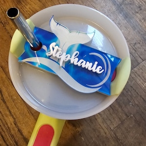 30oz, 40oz or 60oz Whale Tail Name Tag, Personalized Whale Tail Topper, Stanley Tumbler Name Plate, Topper, Personalized Stanley Accessory