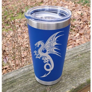 Engraved Dragon Tumbler, 20oz, 30oz, laser engraved, travel mug, personalized tumbler, personalized gift
