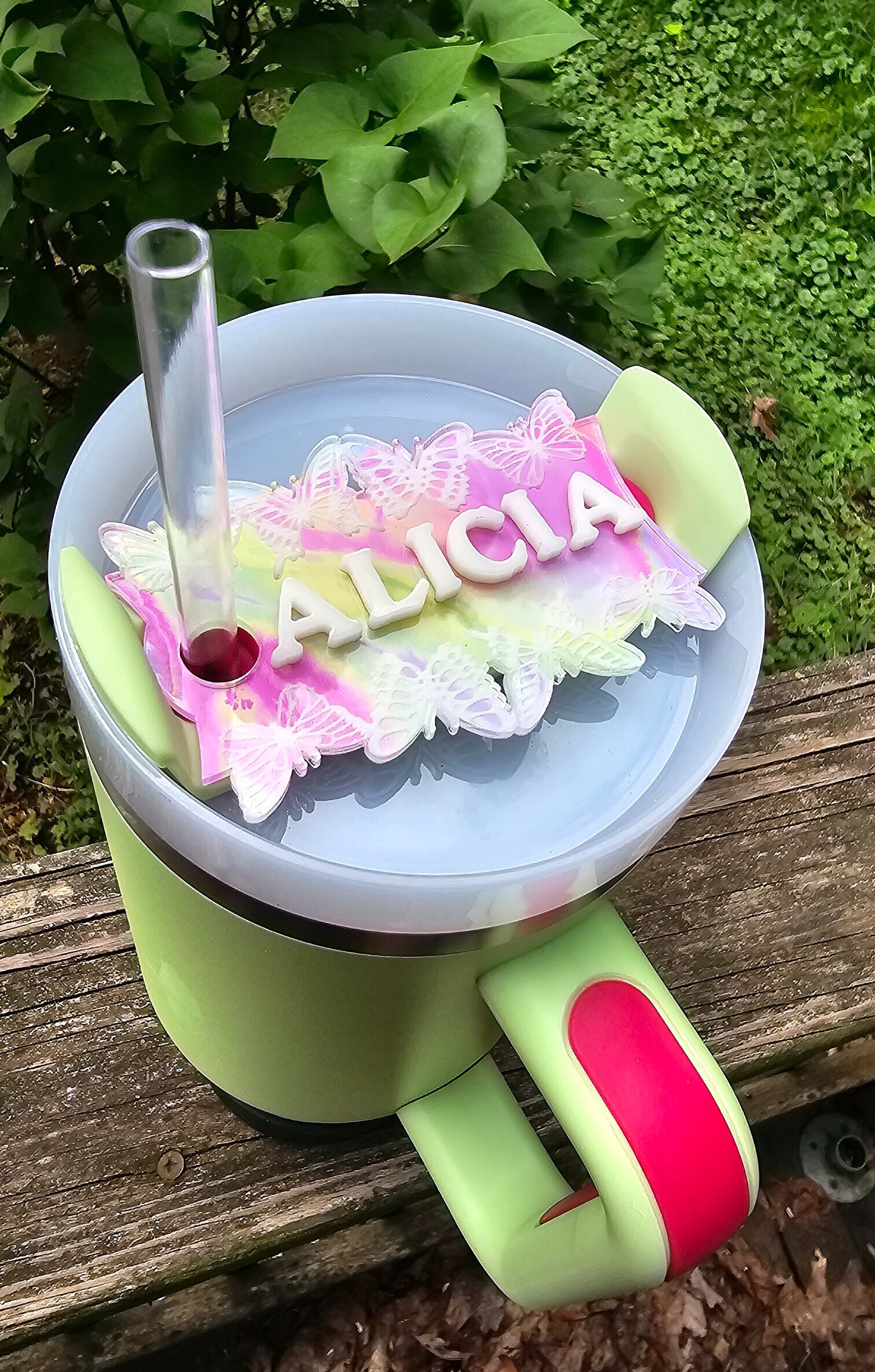 40oz Or 60oz Tree Frog Personalized Name Tag, Topper Stanley Tumbler Name  Plate Topper, Personalized Stanley Accessory - Stylish Stanley Tumbler -  Pink Barbie Citron Dye Tie
