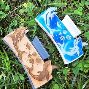 Large Hair Claw Clip, Engraved Dolphins, Hair accessory, Hair Clip, Custom Claw Clip