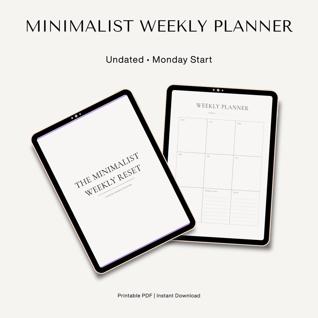 Minimalist Weekly Planner Printable | Undated Weekly Reset Planner PDF ...
