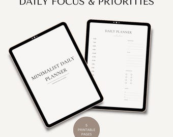 Agenda quotidien non daté imprimable - Objectifs et priorités | Agenda quotidien minimaliste