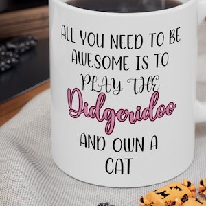 Didgeridoo Gift Mug For Cat Lover Aboriginal Gift  For Musicians Of Unique World  Instruments Collectors Mug Gift For Band Merch