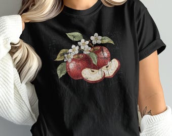Retro Apple Graphic T-Shirt: Vintage Fall Style, Nature Inspired