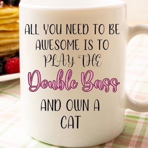 Katzenliebende Kontrabass-Spieler-Traum-Tasse Purrfect Harmony Geschenk für Kontrabass-Spieler Katzen-Geschenk-Becher für Kontrabass-Lehrer-Geschenk für Schüler