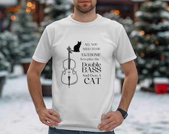Double Bass Cat T-Shirt: Musician Gift for Cat Lovers