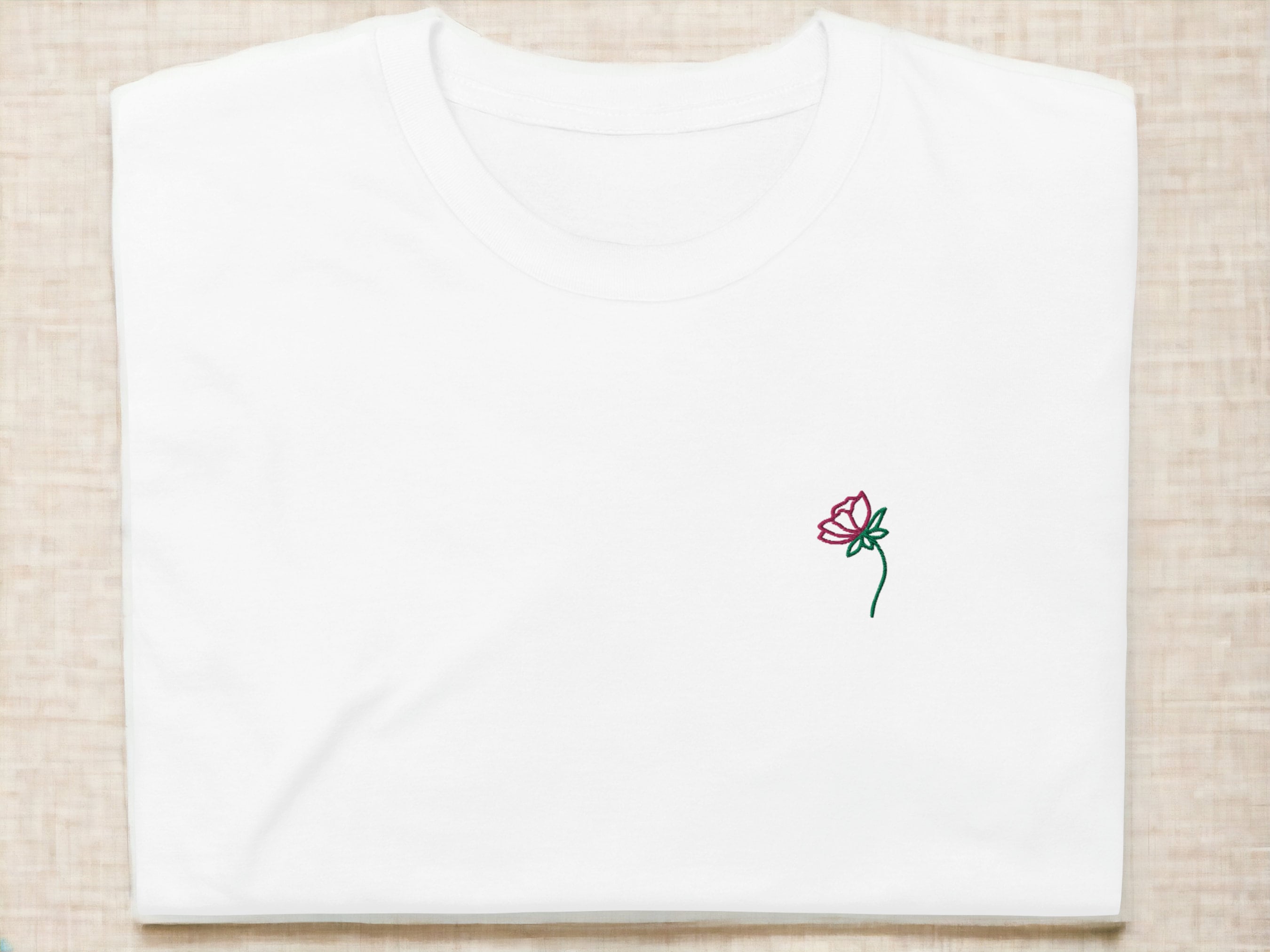 Rose Embroidered T-shirt - Etsy