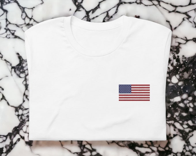 Born in the USA - T-Shirt featuring Embroidered American Flag
