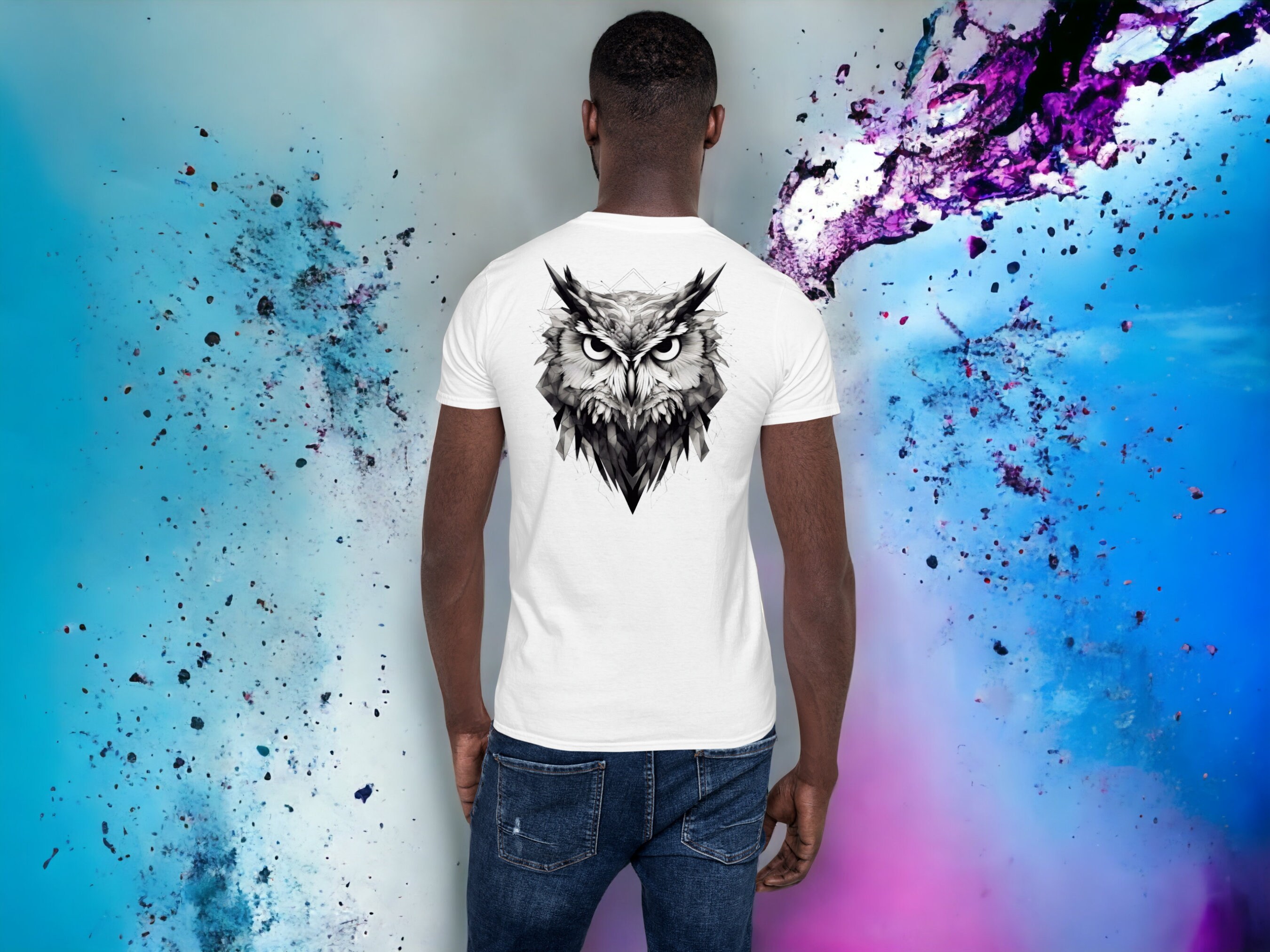 Mystic Moonlit Owl Design T-Shirt Print On Back