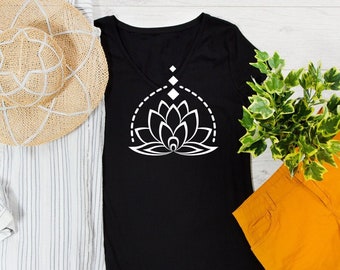 Lotus Flower T-Shirt, Minimalist Silhouette Tee