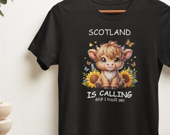 Scottish Highland Cow T-shirt, Scotland Travel Gift