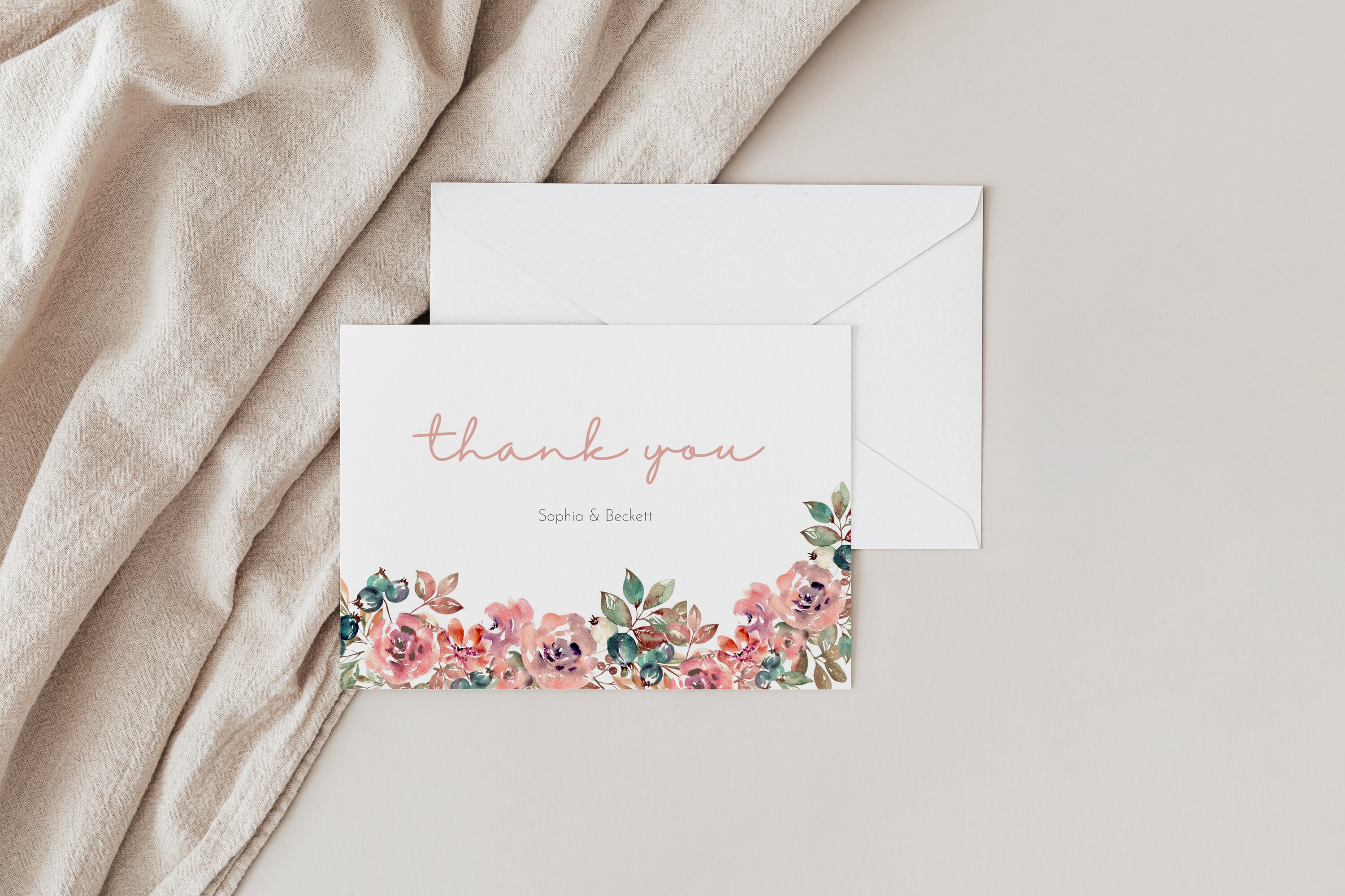 Floral Thank You Card Template | Printable Floral Template | DIY Thank ...