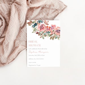 Floral Bridal Shower Invitation Template | Printable Bridal Shower Invitation | Instant Download | DIY Invitation | Canva Invitation