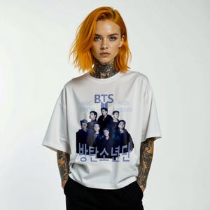 BTS Logo Shirt: Soft Cotton Kpop Tee - Vintage Washed