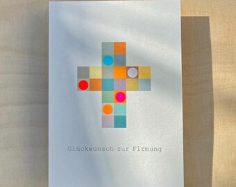 Modern Confirmation Card / Simple Confirmation Card / Confirmation Card for Boys / Confirmation Card for Girls / Hand-Painted Neon Dots / Confirmation Gift