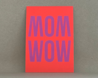 Card / greeting card for Mother's Day, birthday, birth / motif "MOM - WOW"
