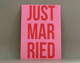 Hochzeitskarte / Glückwunschkarte Hochzeit / Motiv Schrift „JUST MARRIED"