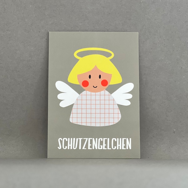 Karte „Schutzengel" / Motiv Engel / Glücksbringer / neon