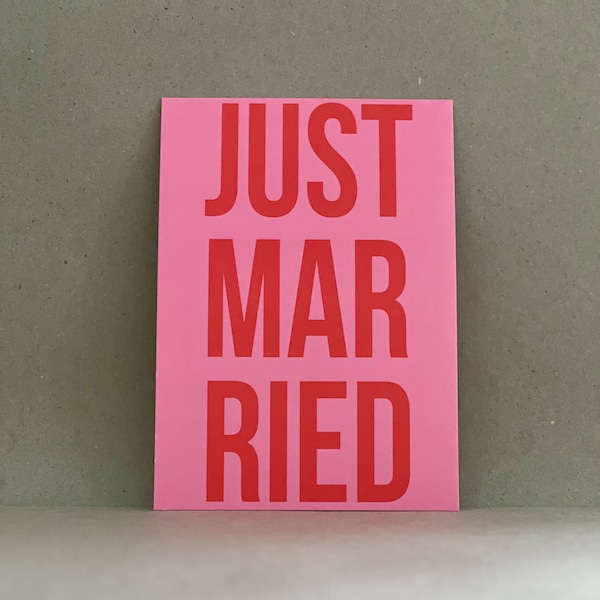 Hochzeitskarte / Glückwunschkarte Hochzeit / Motiv Schrift „JUST MARRIED"