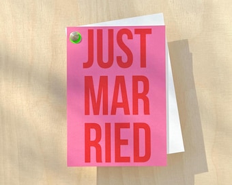 Modern "just married" wedding card / Colorful wedding card / Card for the bride and groom / Wedding card / Minimalist wedding card