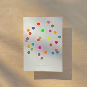 Modern birthday card with confetti / "Happy Birthday" card / as a postcard or screw-on card / neon dots glued by hand / natural paper