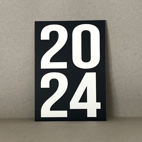 Glückwunschkarte Neujahr / Typografie / 2024 / moderne Glückwunschkarte zum Jahreswechsel