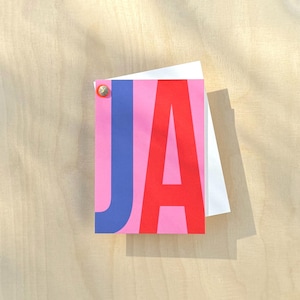 Hochzeitskarte JA / Karte Typografie / Neonpunkt