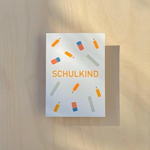 Karte Einschulung / Glückwunschkarte zur Einschulung / Schulkind / Neonpunkte